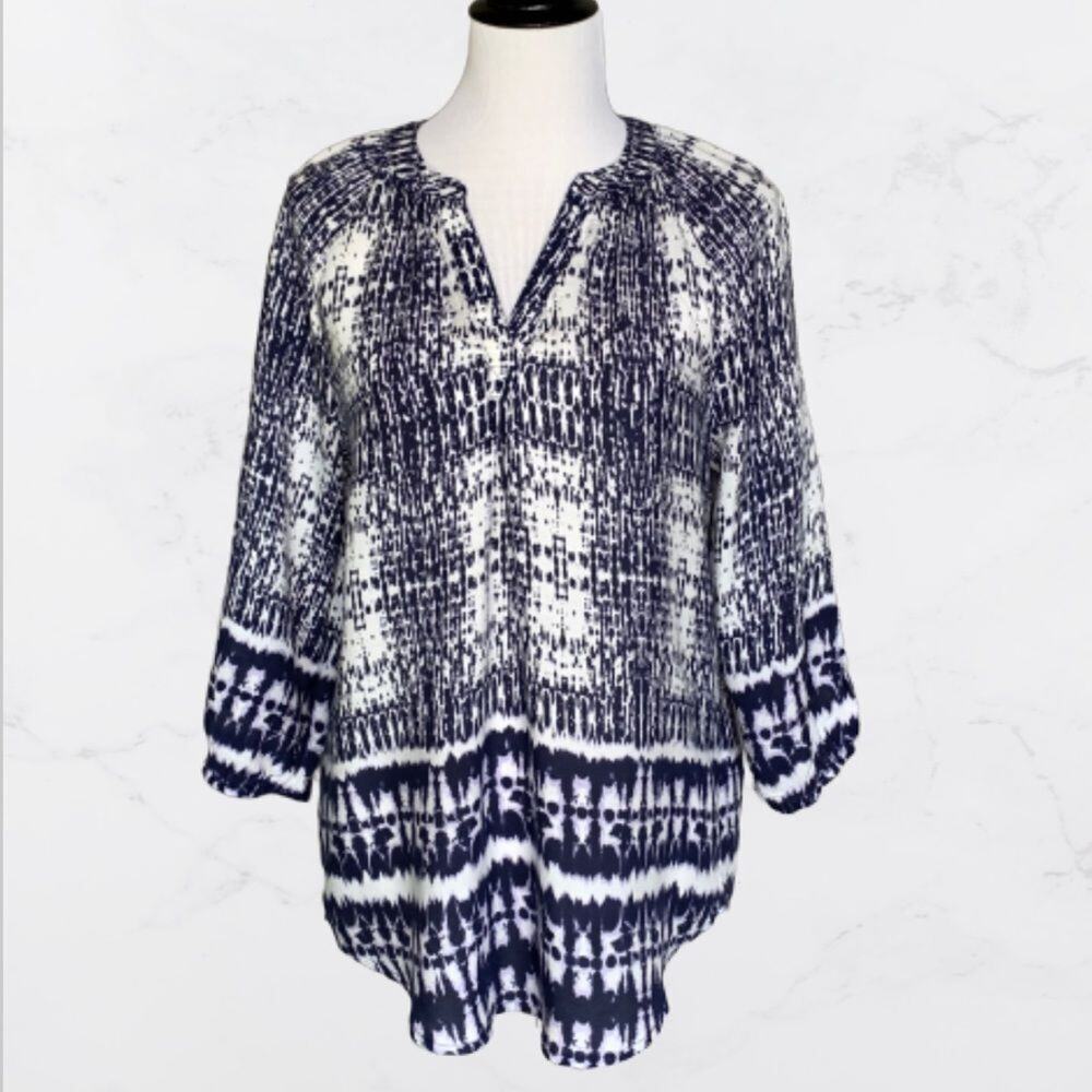 BeachLunchLounge TieDye Baltic Blue 3/4 Sleeve Top Sz S/P